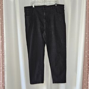 Manfinity black distressed straight taper jeans 3xl READ